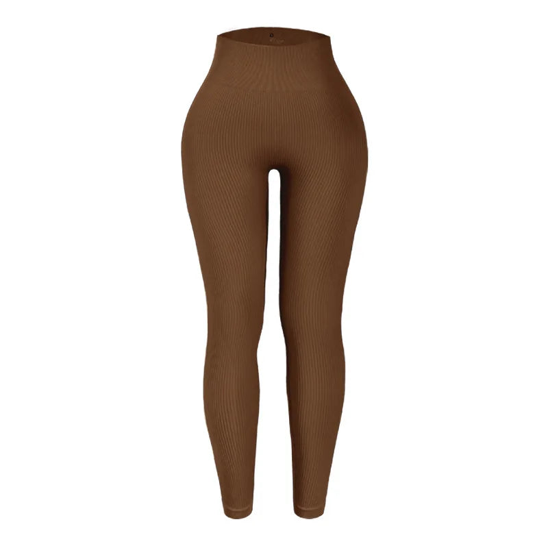 High Waisted Seamless Yoga Leggings, Ribbed Sportswear Tights, Fitness Apparel for Women, Gym and Casual Wear For Fall & Winter