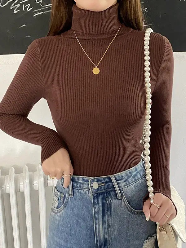 2025 Women Turtleneck Sweater Knitted Soft Pullovers Cashmere Jumpers Basic Solid Soft Sweaters Women Autumn Winter Casual Top