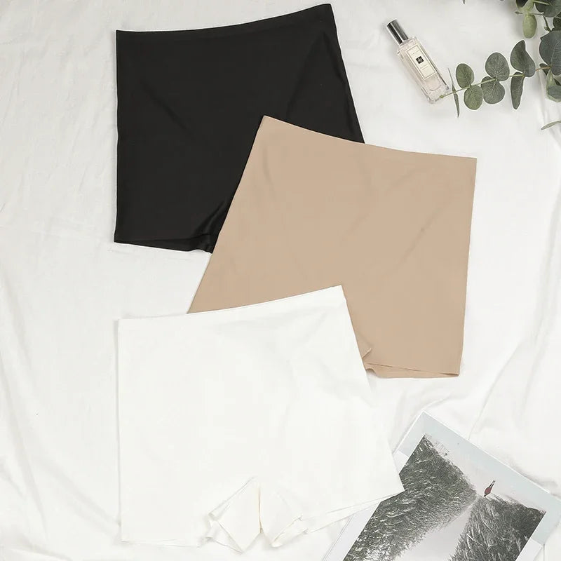 New Design Ladies Seamless Ice Silk Solid Biker Shorts Boxer Short Leggings Sports Yoga Pants Women's Shorts Panties T1584