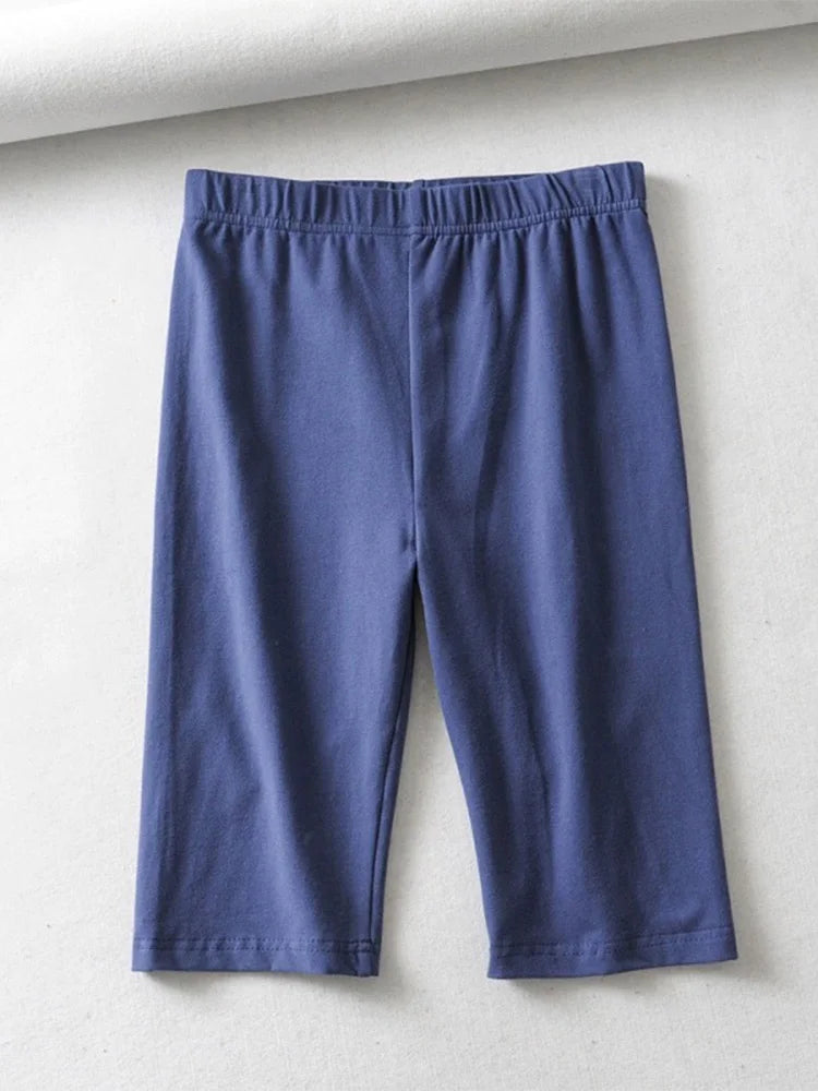 sexy women cotton high waist elastic pure color slim Knee-Length biker shorts female