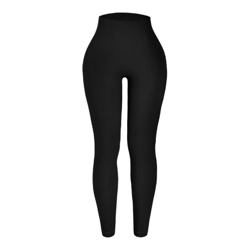 High Waisted Seamless Yoga Leggings, Ribbed Sportswear Tights, Fitness Apparel for Women, Gym and Casual Wear For Fall & Winter