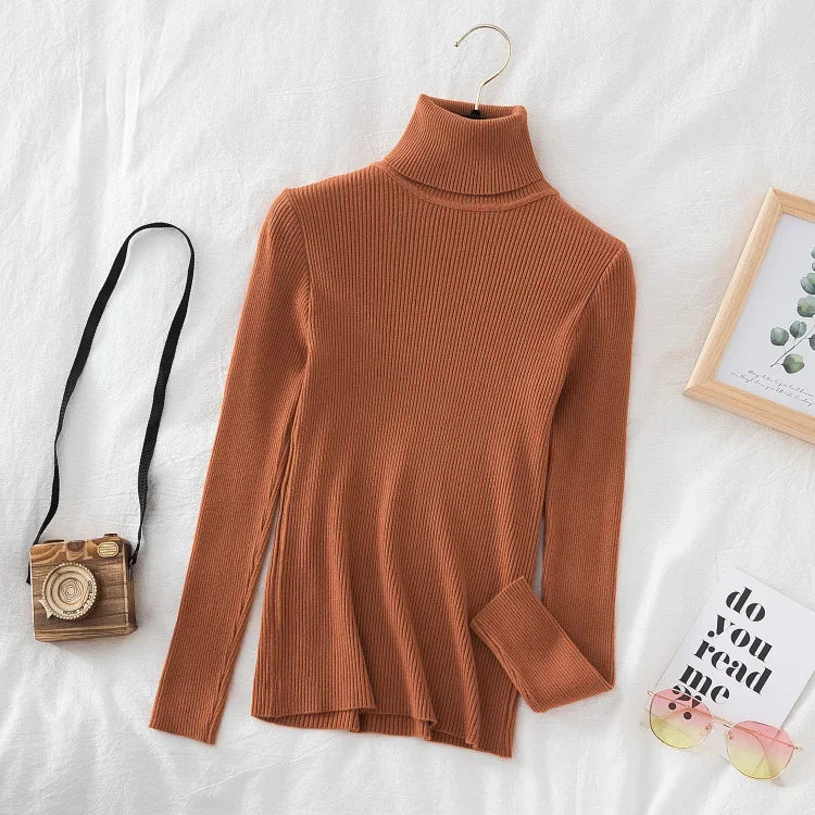 2025 Women Turtleneck Sweater Knitted Soft Pullovers Cashmere Jumpers Basic Solid Soft Sweaters Women Autumn Winter Casual Top