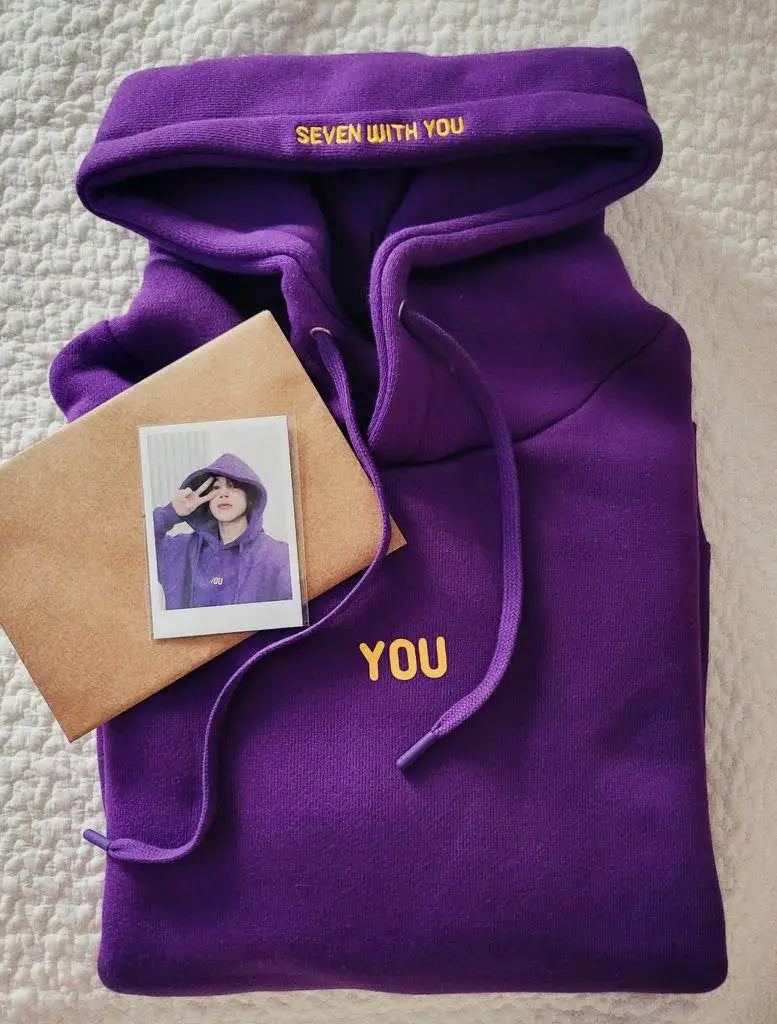 2025 Original  Hoodie Printed Seven With You 13 You Never Walk Alone Digital File Jimin Merch For Fans Card Purple Sweatshirt
