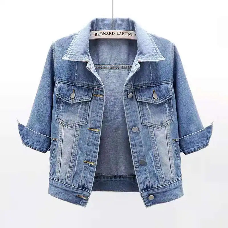 Women Denim Jacket Spring Autumn Short Coat Pink Jean Jackets Casual Tops Purple Yellow Purple Blue Loose Tops Lady Outerwear