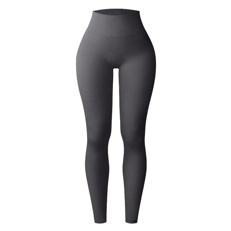 High Waisted Seamless Yoga Leggings, Ribbed Sportswear Tights, Fitness Apparel for Women, Gym and Casual Wear For Fall & Winter