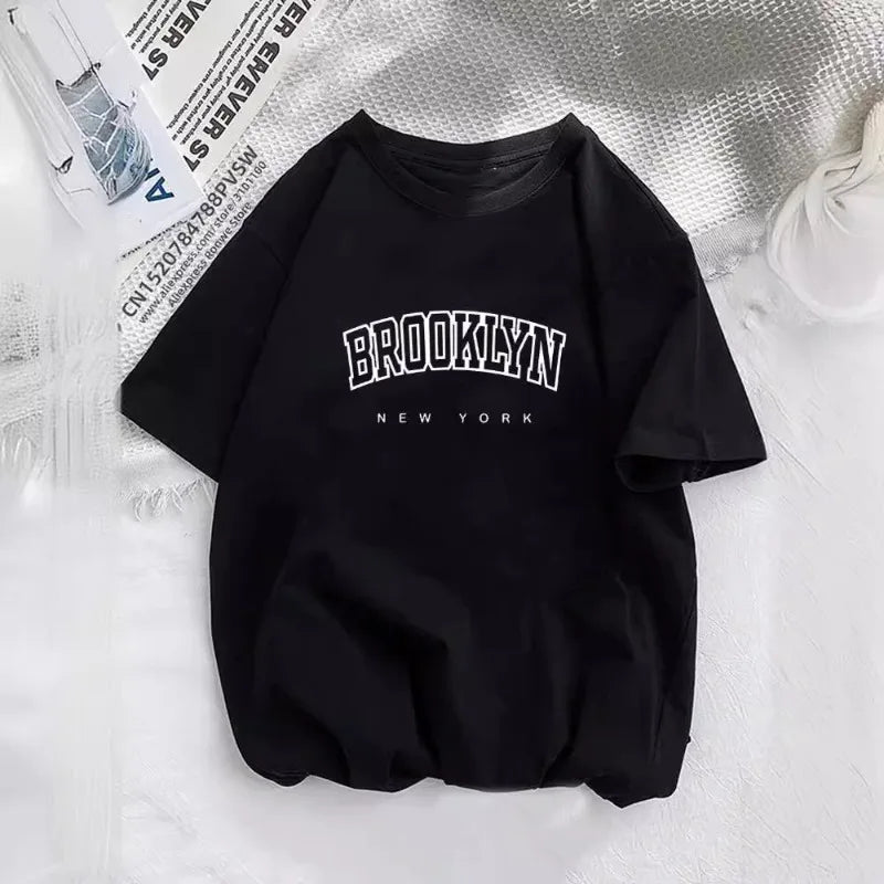 Women Brooklyn Letter Print T Shirt Girl Graphic Harajuku 2023 Streewear Clothes Causal Female Y2K Tops Tee